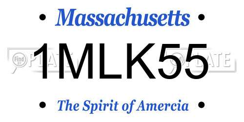 1MLK55 Massachusetts License Plate
