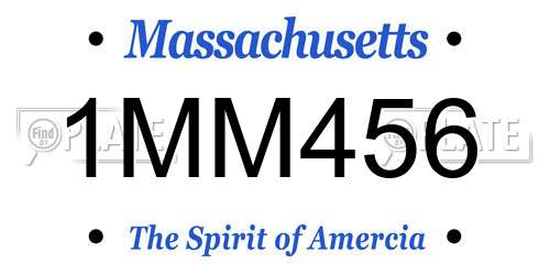 1MM456 Massachusetts License Plate