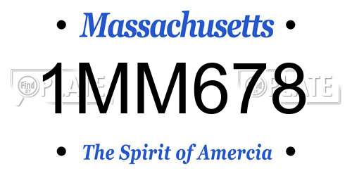 1MM678 Massachusetts License Plate