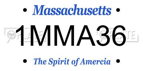1MMA36 Massachusetts License Plate
