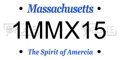 1MMX15 Massachusetts License Plate