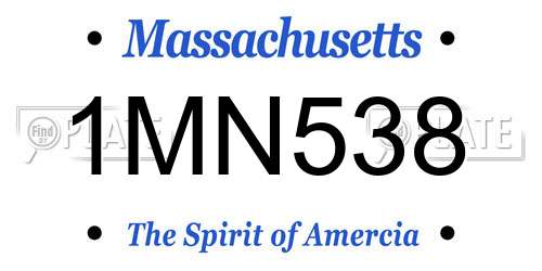 1MN538 Massachusetts License Plate