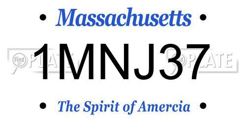 1MNJ37 Massachusetts License Plate