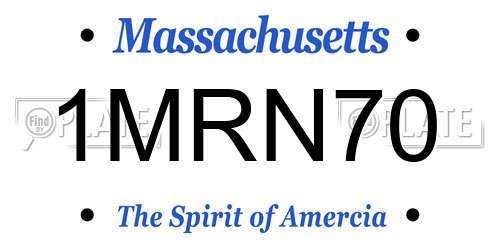 1MRN70 Massachusetts License Plate
