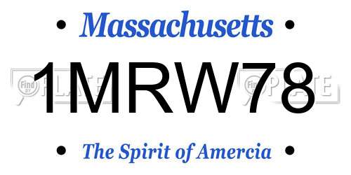 1MRW78 Massachusetts License Plate