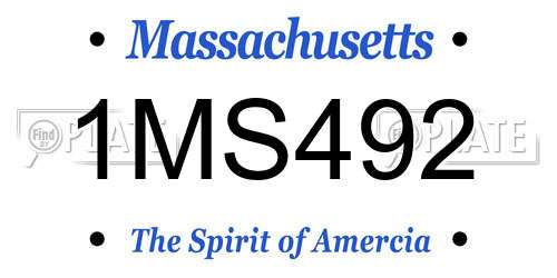 1MS492 Massachusetts License Plate