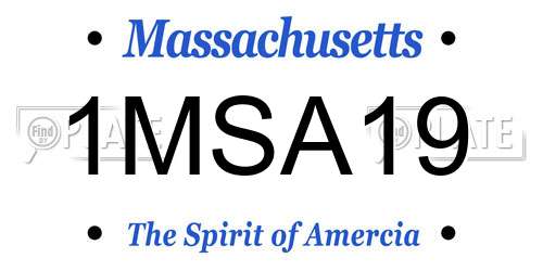 1MSA19 Massachusetts License Plate