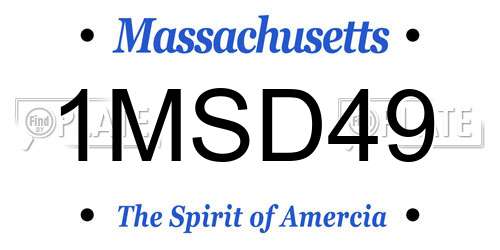 1MSD49 Massachusetts License Plate