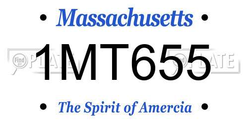 1MT655 Massachusetts License Plate