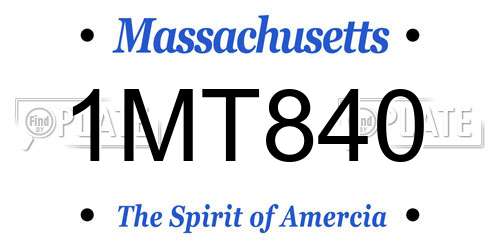 1MT840 Massachusetts License Plate