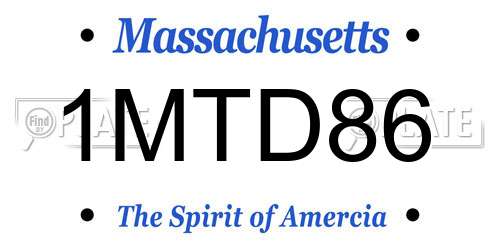 1MTD86 Massachusetts License Plate