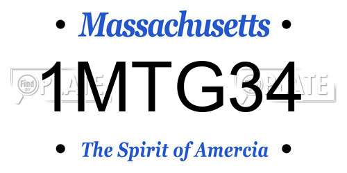 1MTG34 Massachusetts License Plate