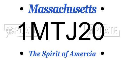 1MTJ20 Massachusetts License Plate