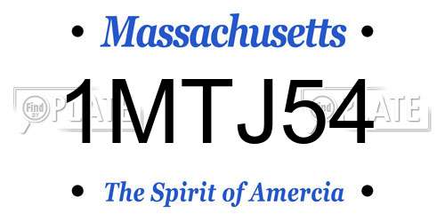 1MTJ54 Massachusetts License Plate