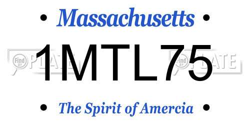 1MTL75 Massachusetts License Plate