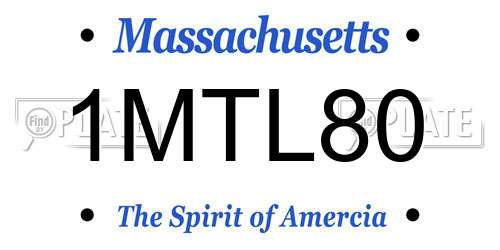1MTL80 Massachusetts License Plate