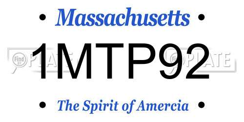 1MTP92 Massachusetts License Plate