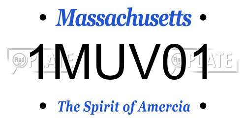 1MUV01 Massachusetts License Plate
