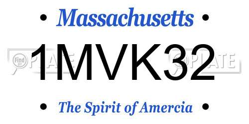 1MVK32 Massachusetts License Plate