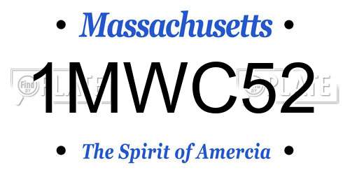 1MWC52 Massachusetts License Plate