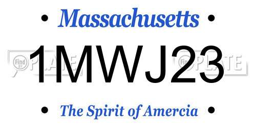 1MWJ23 Massachusetts License Plate