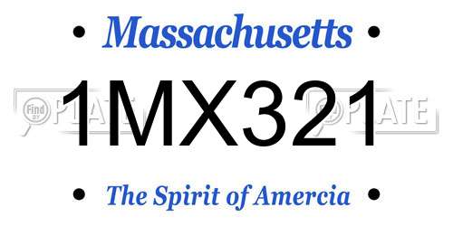 1MX321 Massachusetts License Plate