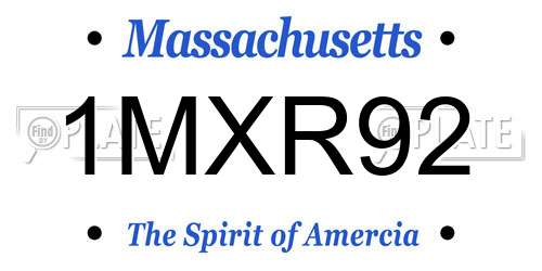 1MXR92 Massachusetts License Plate