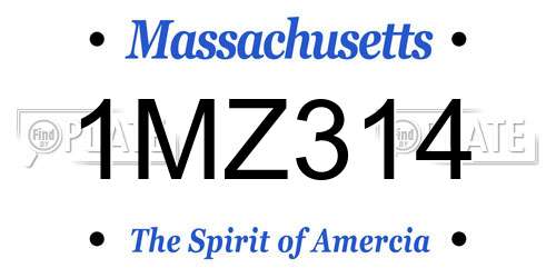 1MZ314 Massachusetts License Plate