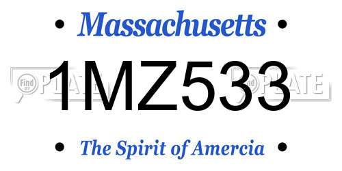 1MZ533 Massachusetts License Plate