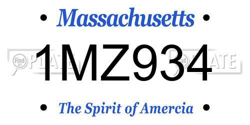 1MZ934 Massachusetts License Plate