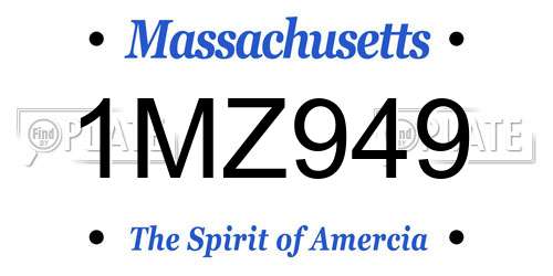 1MZ949 Massachusetts License Plate