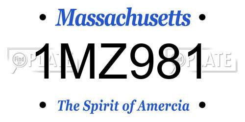 1MZ981 Massachusetts License Plate