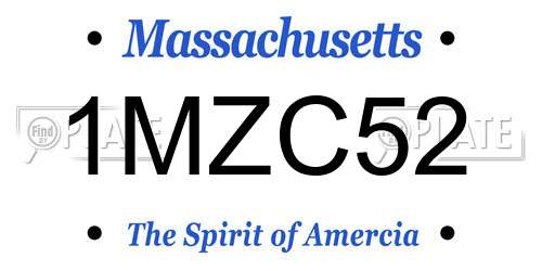 1MZC52 Massachusetts License Plate