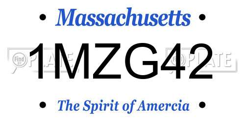 1MZG42 Massachusetts License Plate