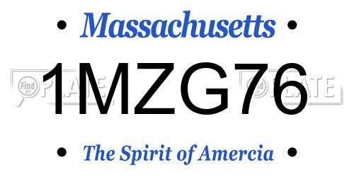 1MZG76 Massachusetts License Plate