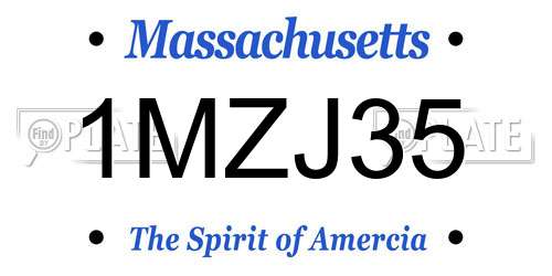 1MZJ35 Massachusetts License Plate