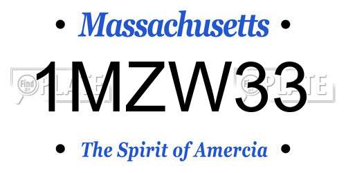 1MZW33 Massachusetts License Plate