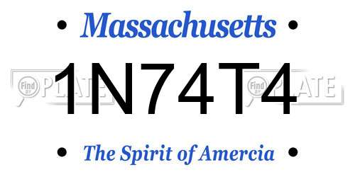 1N74T4 Massachusetts License Plate