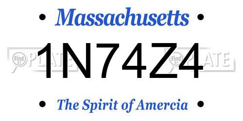 1N74Z4 Massachusetts License Plate