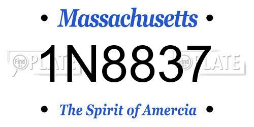 1N8837 Massachusetts License Plate