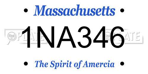1NA346 Massachusetts License Plate