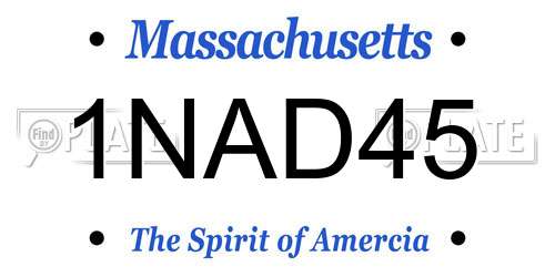 1NAD45 Massachusetts License Plate