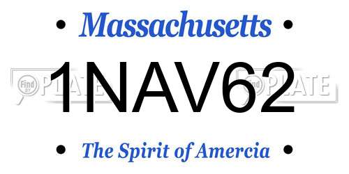 1NAV62 Massachusetts License Plate