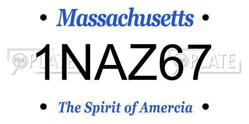 1NAZ67 Massachusetts License Plate