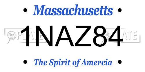 1NAZ84 Massachusetts License Plate
