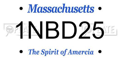1NBD25 Massachusetts License Plate