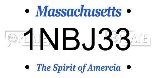 1NBJ33 Massachusetts License Plate