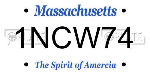 1NCW74 Massachusetts License Plate