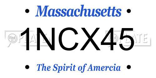 1NCX45 Massachusetts License Plate