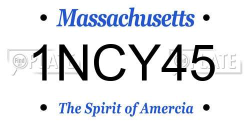 1NCY45 Massachusetts License Plate